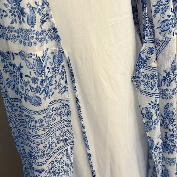 ⭐️ New Calvin Klein 8 Blue Chiffon Midi Wrap Dress - Picture 5 of 12